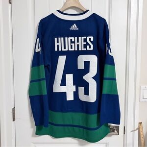 Authentic Adidas Vancouver Canucks Quinn Hughes Stick Rink Jersey Size 46 Small